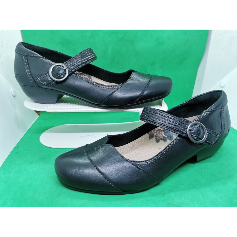 Taos Shoes  Virtue Black Leather Mary Jane Low Heel Comfort Pumps Womens Size 9